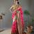 Pink style silk blend zari weaving contrust border saree with blouse