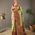 Pista green style silk blend zari weaving contrust border saree with blouse