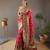 Red style silk blend zari weaving contrust border saree with blouse