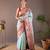 Sky blue paithani style silk bland zari weaving contrust border saree with blouse