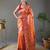Orange style silk blend zari weaving contrust border saree with blouse
