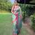 Traditional blue silk blend saree with vibrant floral motifs