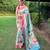 Traditional sky blue slk blend saree with vibrant floral motifs