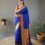 Royal blue color paithani silk blend saree with rich contrast weaving pallu & border and beautiful buttis