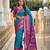Sky blue silk blend ikkat and patola weaving concept saree & contrast blouse
