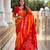 Orange art silk ikkat and patola weaving concept saree & contrast blouse