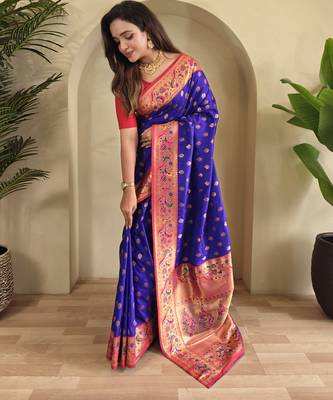 Purple color silk blend saree 2