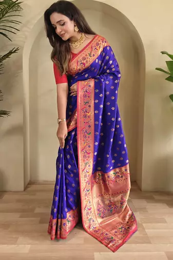 Purple color silk blend saree