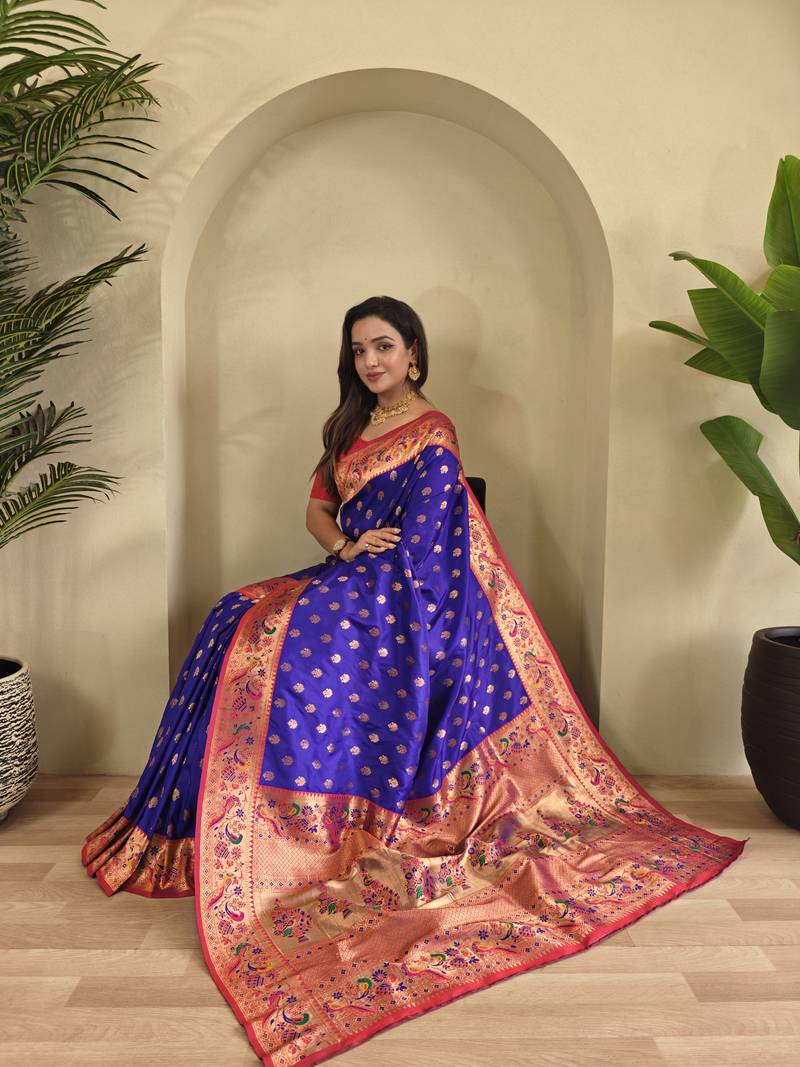 Purple color silk blend saree