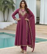 Purple color beautiful cp vichitra fabric glamorous ceremonial looks salwar kameez
