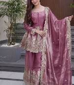 Pink color beautiful fendy silk fabric glamorous ceremonial looks salwar kameez