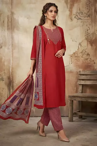 Cream color beautiful cotton chex fabric glamorous ceremonial looks salwar kameez