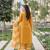 Mustard color beautiful roman silk fabric glamorous ceremonial looks salwar kameez