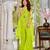 Parrot color beautiful designer georgette fabric graceful ceremonial attire
