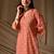 Orange color rayon fabric designer digital printed ethnic formal long kurti