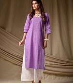 Purple color rayon fabric designer digital printed ethnic formal long kurti