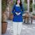 Blue color stylish festive special bandhej printed girlie top bottom set