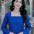 Blue color stylish festive special bandhej printed girlie top bottom set