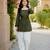 Green color stylish festive special bandhej printed girlie top bottom set