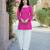 Pink color stylish festive special bandhej printed girlie top bottom set