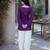 Purple color stylish festive special bandhej printed girlie top bottom set