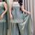 Grey color beautiful designer fendy satin fabric graceful ceremonial attire