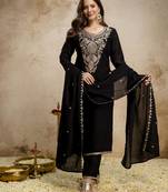 Black color beautiful designer vichitra silk fabric graceful ceremonial attire