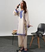 Off white color beautiful designer chanderi  fabric graceful ceremonial attire