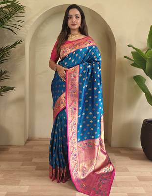 Royal blue silk blend saree 2