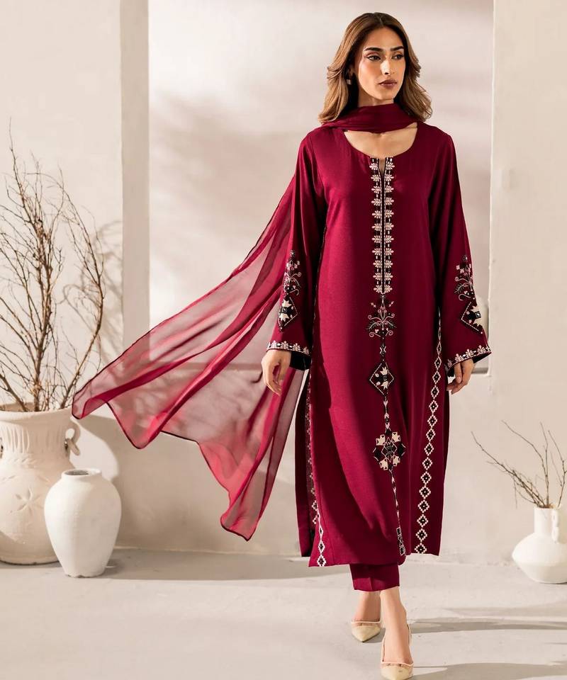 Burgundy color beautiful designer chanderi  fabric graceful ceremonial attire