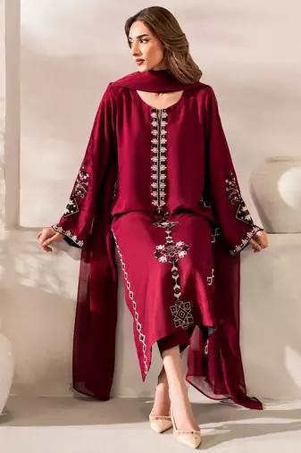 Burgundy color beautiful designer chanderi  fabric graceful ceremonial attire