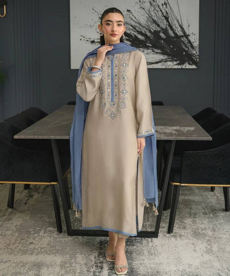 Grey color beautiful designer chanderi  fabric graceful ceremonial attire
