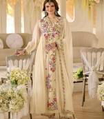 Cream color beautiful designer georgette fabric graceful ceremonial attire