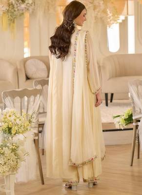 Cream color beautiful designer georgette fabric graceful ceremonial attire 2
