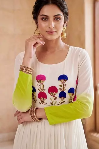 Green color stylish gown for wedding season