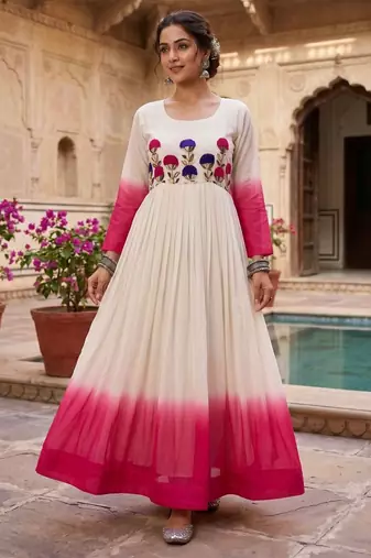Pink color stylish gown for wedding season