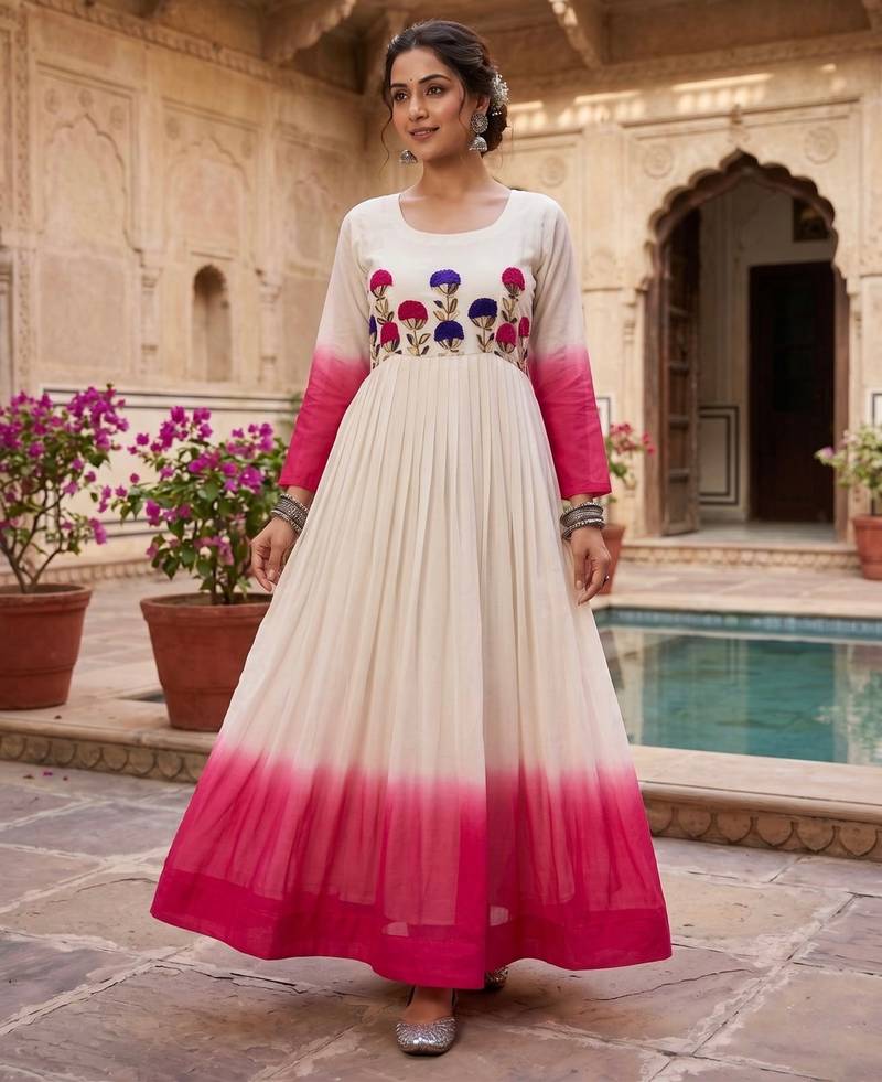 Pink color stylish gown for wedding season