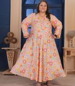 Orange color beautiful designer printed ethnic casual big size kurti