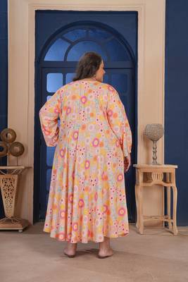 Orange printed ethnic big size kurti 2