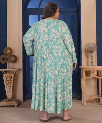Green color beautiful designer printed ethnic casual big size kurti 2
