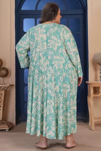 Green color beautiful designer printed ethnic casual big size kurti