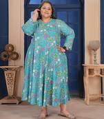 Sea green color beautiful designer printed ethnic casual big size kurti