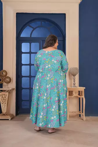 Sea green color beautiful designer printed ethnic casual big size kurti