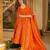 Orange color stylish muslin fabric designer printed ceremonial dress for girls