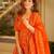 Orange color stylish muslin fabric designer printed ceremonial dress for girls