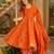 Orange color stylish muslin fabric designer printed ceremonial dress for girls