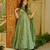 Green color stylish muslin fabric designer printed ceremonial dress for girls