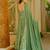 Green color stylish muslin fabric designer printed ceremonial dress for girls