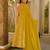 Olive color stylish muslin fabric designer printed ceremonial dress for girls