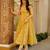 Olive color stylish muslin fabric designer printed ceremonial dress for girls